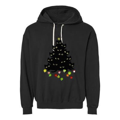 Cat Lovers Cute And Funny Holiday Tree Christmas Garment-Dyed Fleece Hoodie