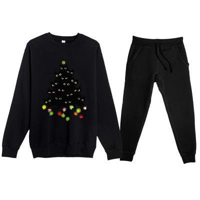 Cat Lovers Cute And Funny Holiday Tree Christmas Premium Crewneck Sweatsuit Set