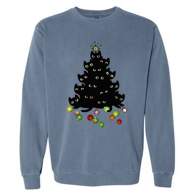 Cat Lovers Cute And Funny Holiday Tree Christmas Garment-Dyed Sweatshirt