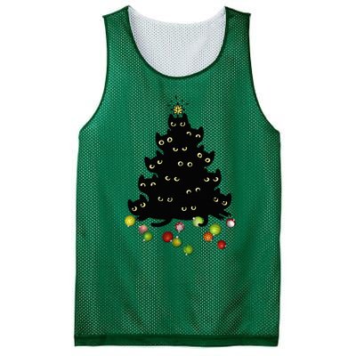 Cat Lovers Cute And Funny Holiday Tree Christmas Mesh Reversible Basketball Jersey Tank