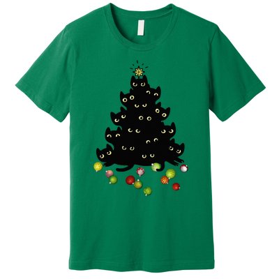 Cat Lovers Cute And Funny Holiday Tree Christmas Premium T-Shirt