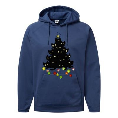 Cat Lovers Cute And Funny Holiday Tree Christmas Performance Fleece Hoodie