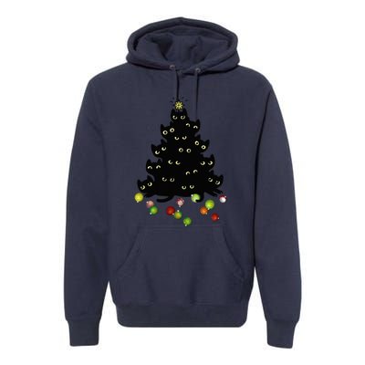 Cat Lovers Cute And Funny Holiday Tree Christmas Premium Hoodie