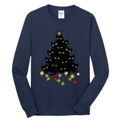 Cat Lovers Cute And Funny Holiday Tree Christmas Tall Long Sleeve T-Shirt