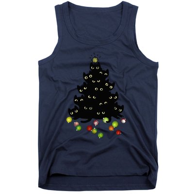 Cat Lovers Cute And Funny Holiday Tree Christmas Tank Top