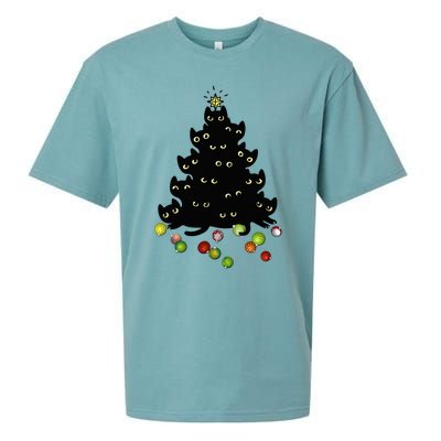 Cat Lovers Cute And Funny Holiday Tree Christmas Sueded Cloud Jersey T-Shirt