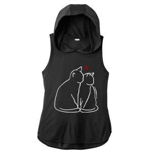 Cat Lover Cute Valentine Ladies PosiCharge Tri-Blend Wicking Draft Hoodie Tank