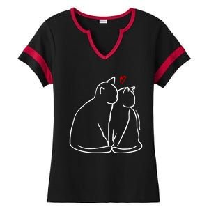 Cat Lover Cute Valentine Ladies Halftime Notch Neck Tee