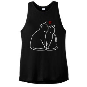 Cat Lover Cute Valentine Ladies PosiCharge Tri-Blend Wicking Tank