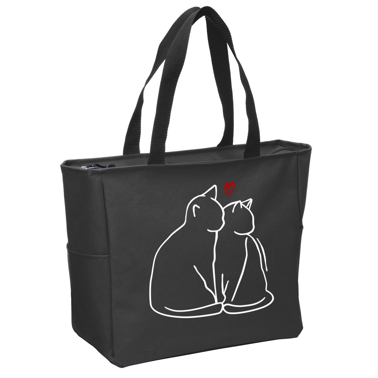 Cat Lover Cute Valentine Zip Tote Bag