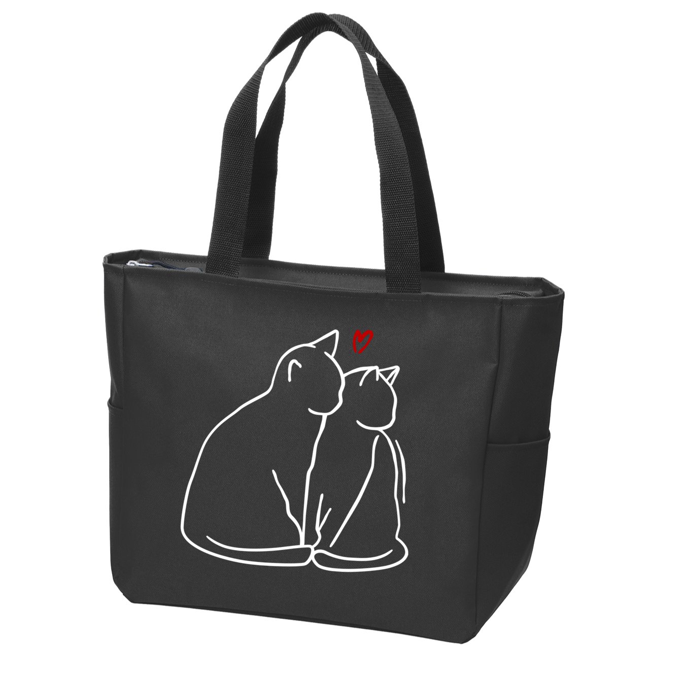 Cat Lover Cute Valentine Zip Tote Bag