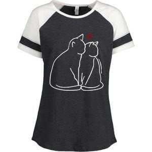 Cat Lover Cute Valentine Enza Ladies Jersey Colorblock Tee