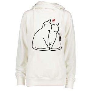 Cat Lover Cute Valentine Womens Funnel Neck Pullover Hood