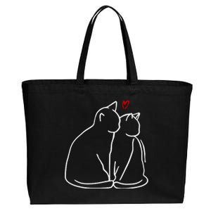 Cat Lover Cute Valentine Cotton Canvas Jumbo Tote