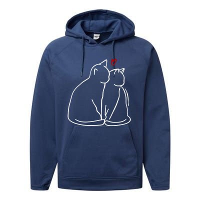 Cat Lover Cute Valentine Performance Fleece Hoodie