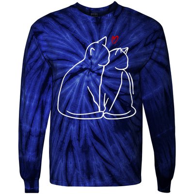 Cat Lover Cute Valentine Tie-Dye Long Sleeve Shirt