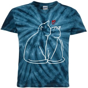 Cat Lover Cute Valentine Kids Tie-Dye T-Shirt