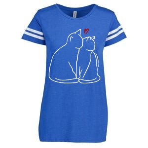 Cat Lover Cute Valentine Enza Ladies Jersey Football T-Shirt