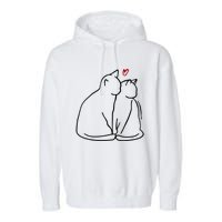 Cat Lover Cute Valentine Garment-Dyed Fleece Hoodie