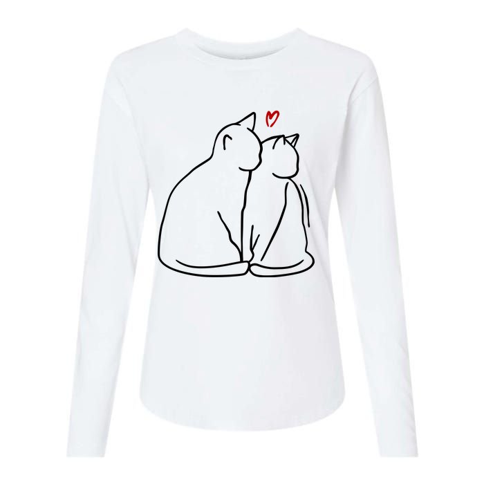 Cat Lover Cute Valentine Womens Cotton Relaxed Long Sleeve T-Shirt