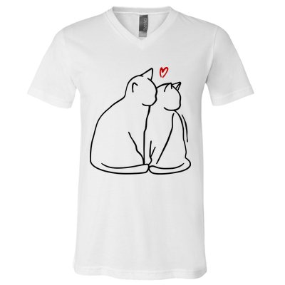 Cat Lover Cute Valentine V-Neck T-Shirt
