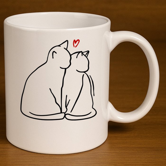 Cat Lover Cute Valentine 11oz C Handle Ceramic Mug
