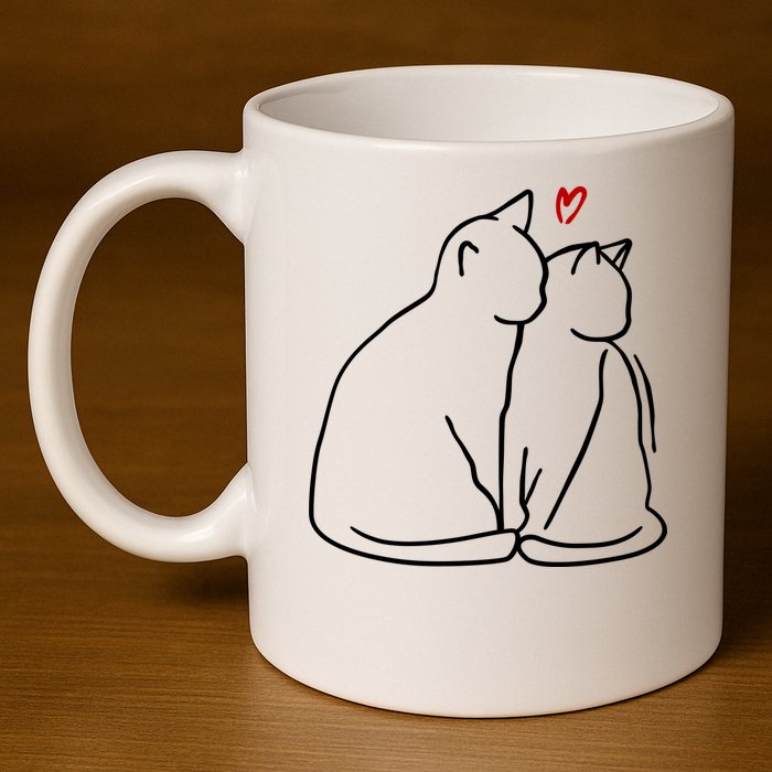 Cat Lover Cute Valentine 11oz C Handle Ceramic Mug
