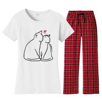 Cat Lover Cute Valentine Women's Flannel Pajama Set