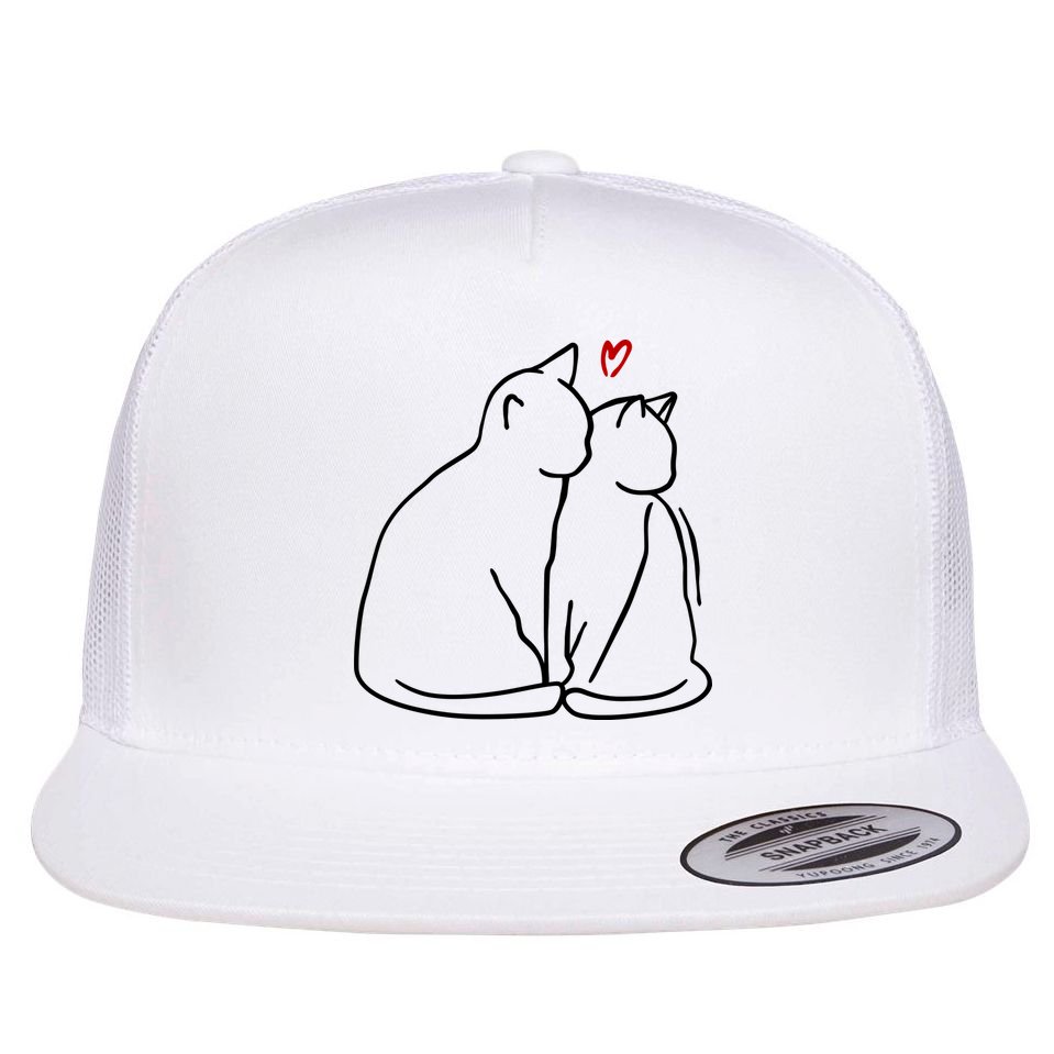 Cat Lover Cute Valentine Flat Bill Trucker Hat