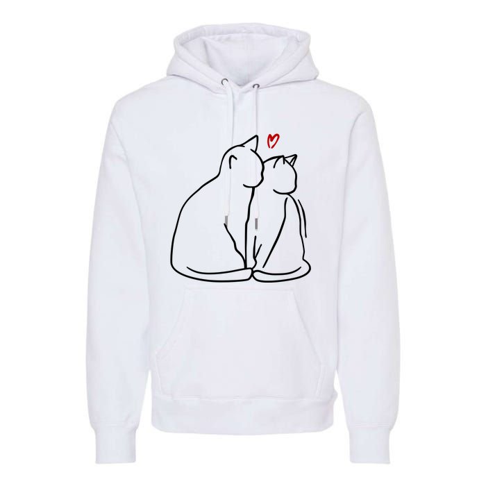 Cat Lover Cute Valentine Premium Hoodie