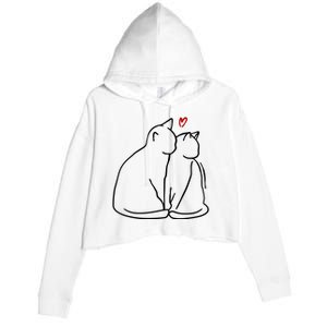 Cat Lover Cute Valentine Crop Fleece Hoodie