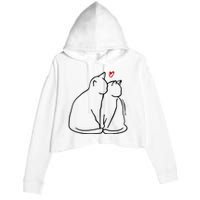 Cat Lover Cute Valentine Crop Fleece Hoodie