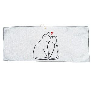 Cat Lover Cute Valentine Large Microfiber Waffle Golf Towel