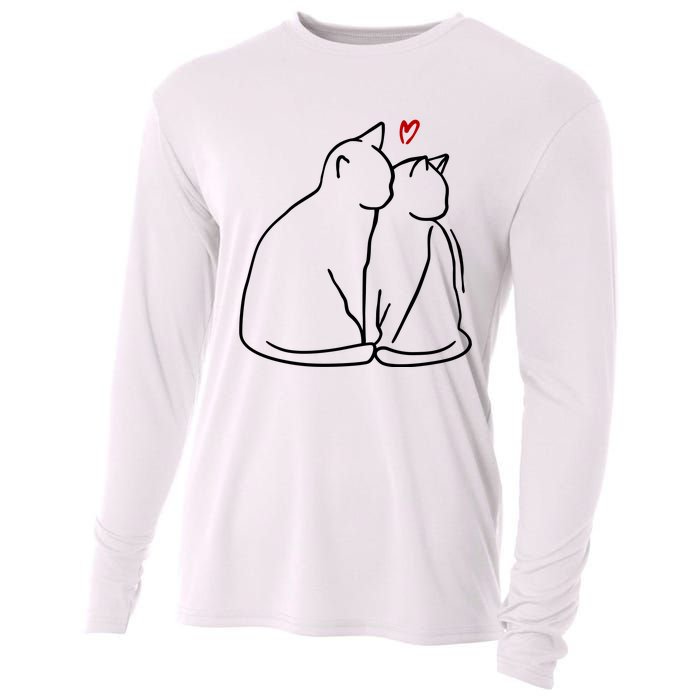 Cat Lover Cute Valentine Cooling Performance Long Sleeve Crew