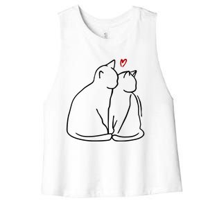 Cat Lover Cute Valentine Women's Racerback Cropped Tank