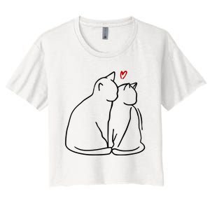 Cat Lover Cute Valentine Women's Crop Top Tee