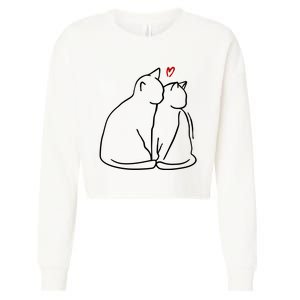 Cat Lover Cute Valentine Cropped Pullover Crew