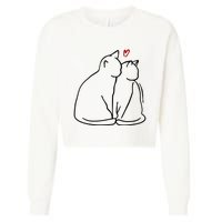 Cat Lover Cute Valentine Cropped Pullover Crew