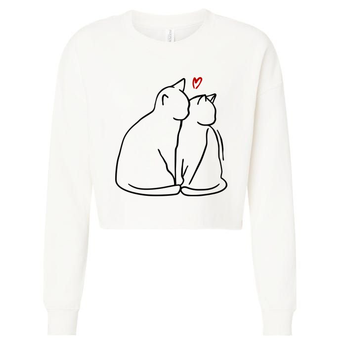 Cat Lover Cute Valentine Cropped Pullover Crew