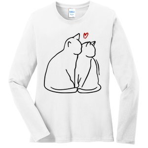 Cat Lover Cute Valentine Ladies Long Sleeve Shirt