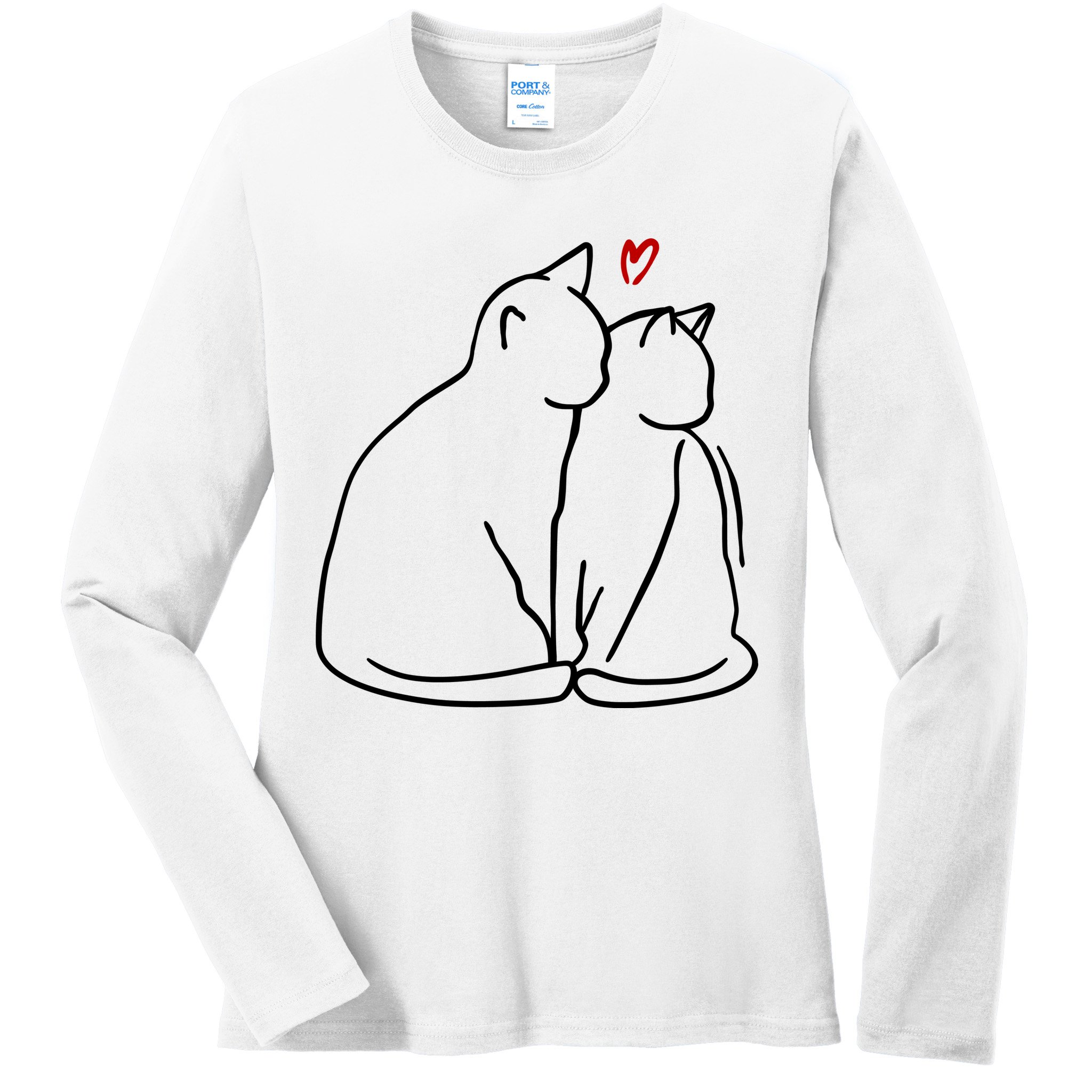 Cat Lover Cute Valentine Ladies Long Sleeve Shirt