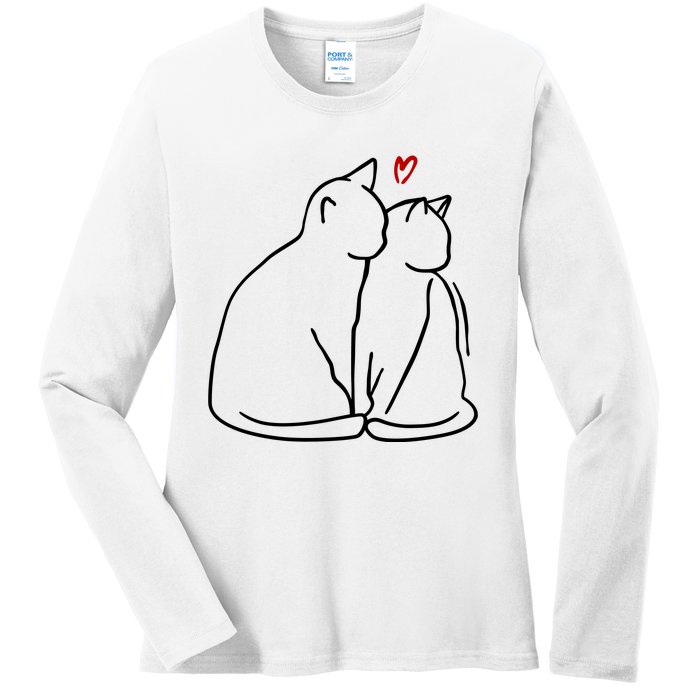 Cat Lover Cute Valentine Ladies Long Sleeve Shirt