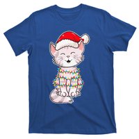 Christmas Lights Cat Wearing Xmas Hat Cute Cat Lover T-Shirt