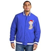 Christmas Lights Cat Wearing Xmas Hat Cute Cat Lover Insulated Varsity Jacket