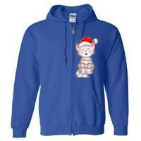 Christmas Lights Cat Wearing Xmas Hat Cute Cat Lover Full Zip Hoodie