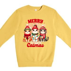 Cat Lover Cat Mom Merry Christmas Xmas Vibes Merry Catmas Cool Gift Premium Crewneck Sweatshirt