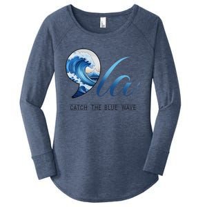 Comma La Catch The Blue Wave Vote Kamala President 24 Harris Gift Women's Perfect Tri Tunic Long Sleeve Shirt