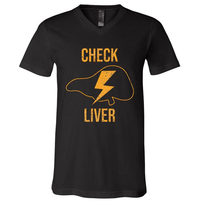 Check Liver V-Neck T-Shirt