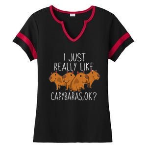 Capybara Lover Ladies Halftime Notch Neck Tee