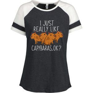 Capybara Lover Enza Ladies Jersey Colorblock Tee